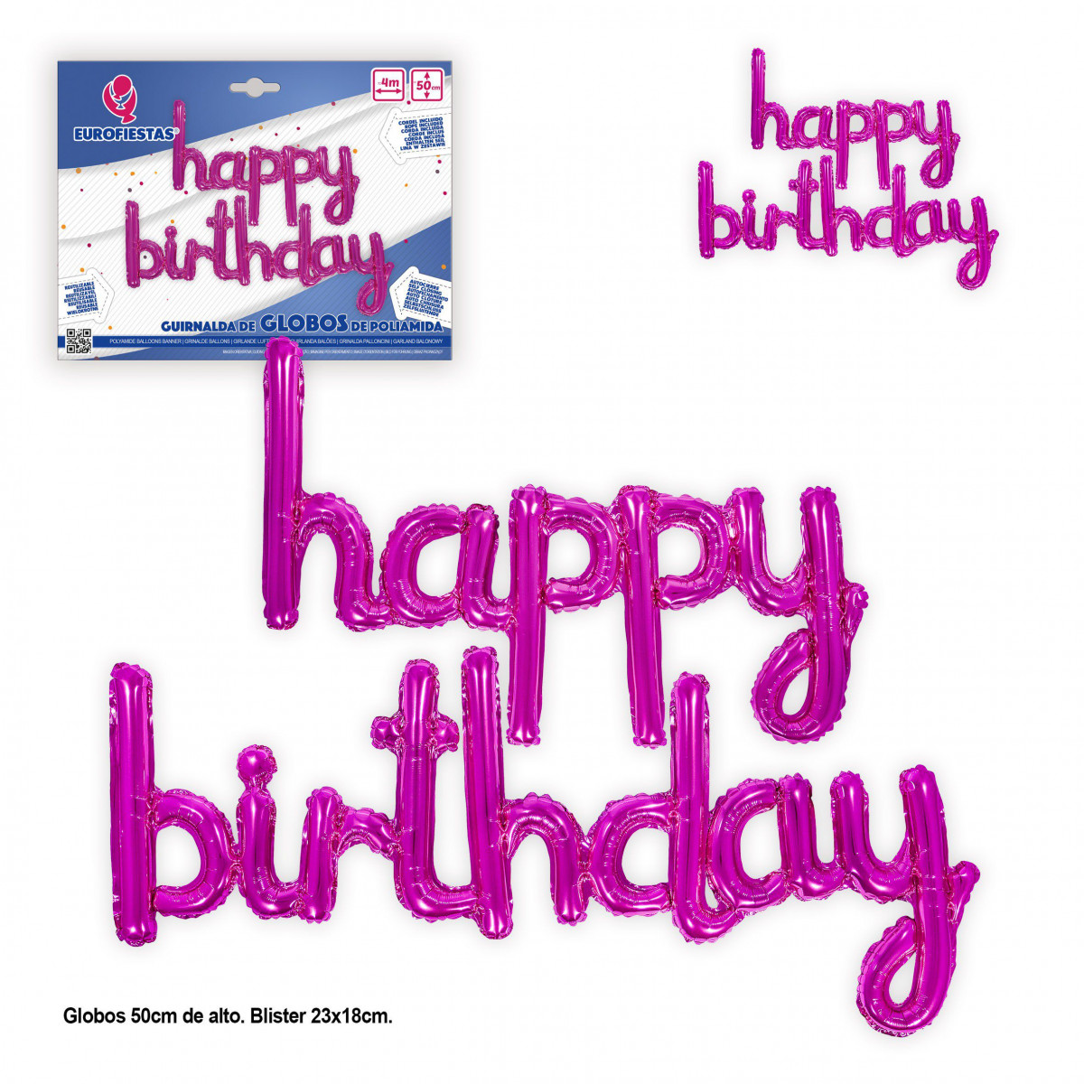 Set palloncini foil felice compleanno rosa