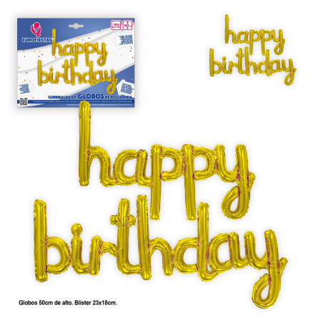 Set palloncini in foil "buon compleanno" oro