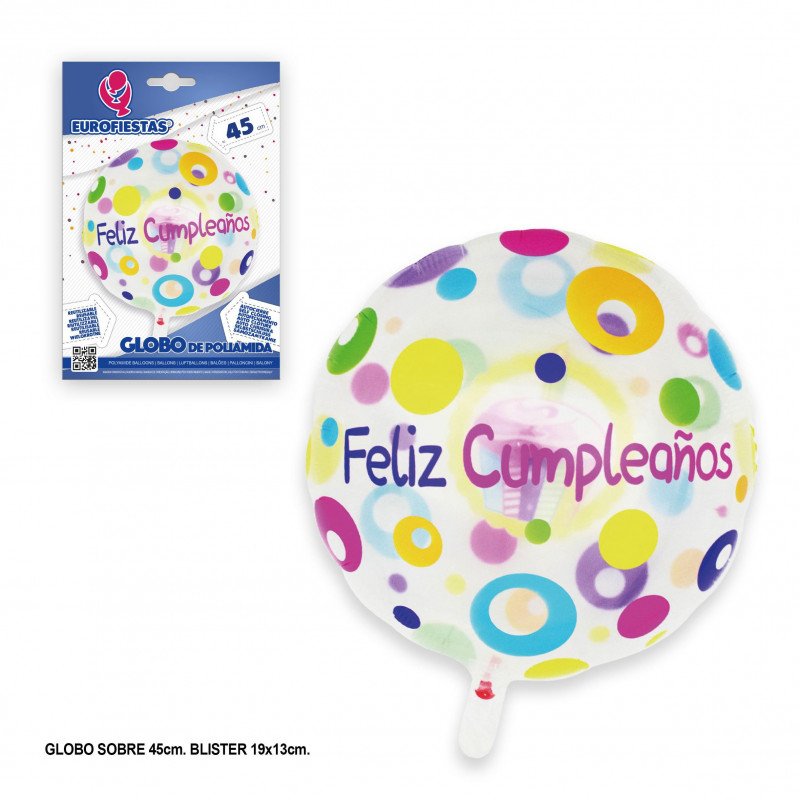 Globo foil felice compleanno cupcake 45 cm