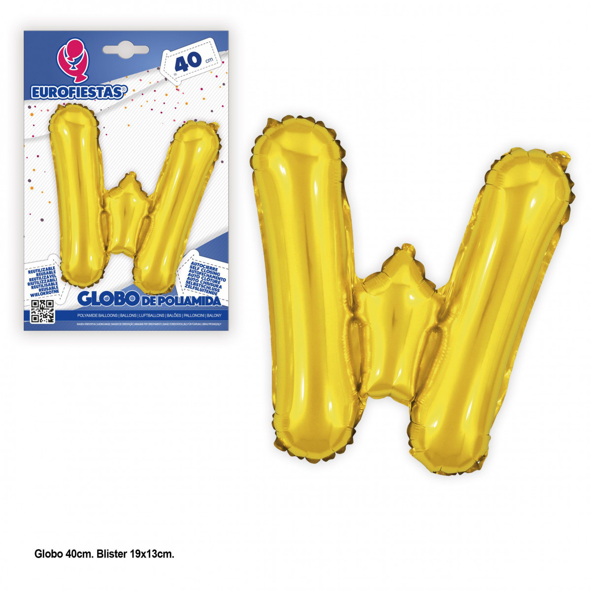 Palloncino in foil da 40 cm. Glitter oro w