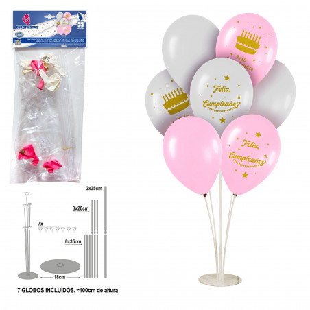 set palloncini foil rosa buon compleanno
