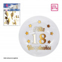 Bolla di globi adesivi felice 18° compleanno oro