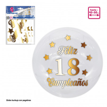Bolla di globi adesivi felice 18° compleanno oro