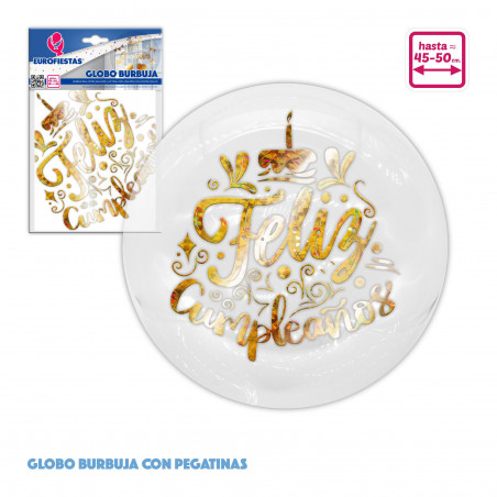 Adesivi di compleanno con palloncino a bolle + glitter oro