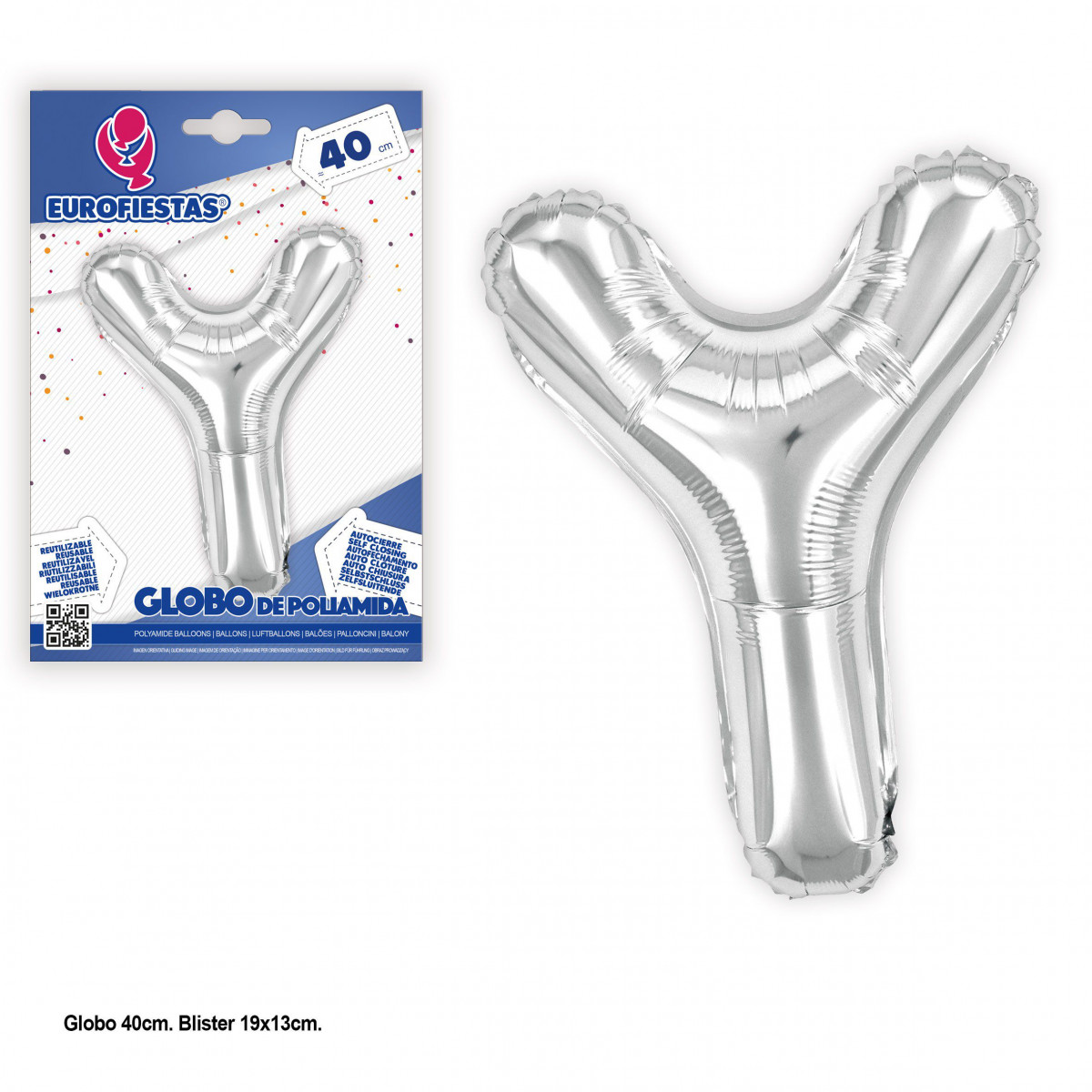 Globo foil 40cm. argento lucido e