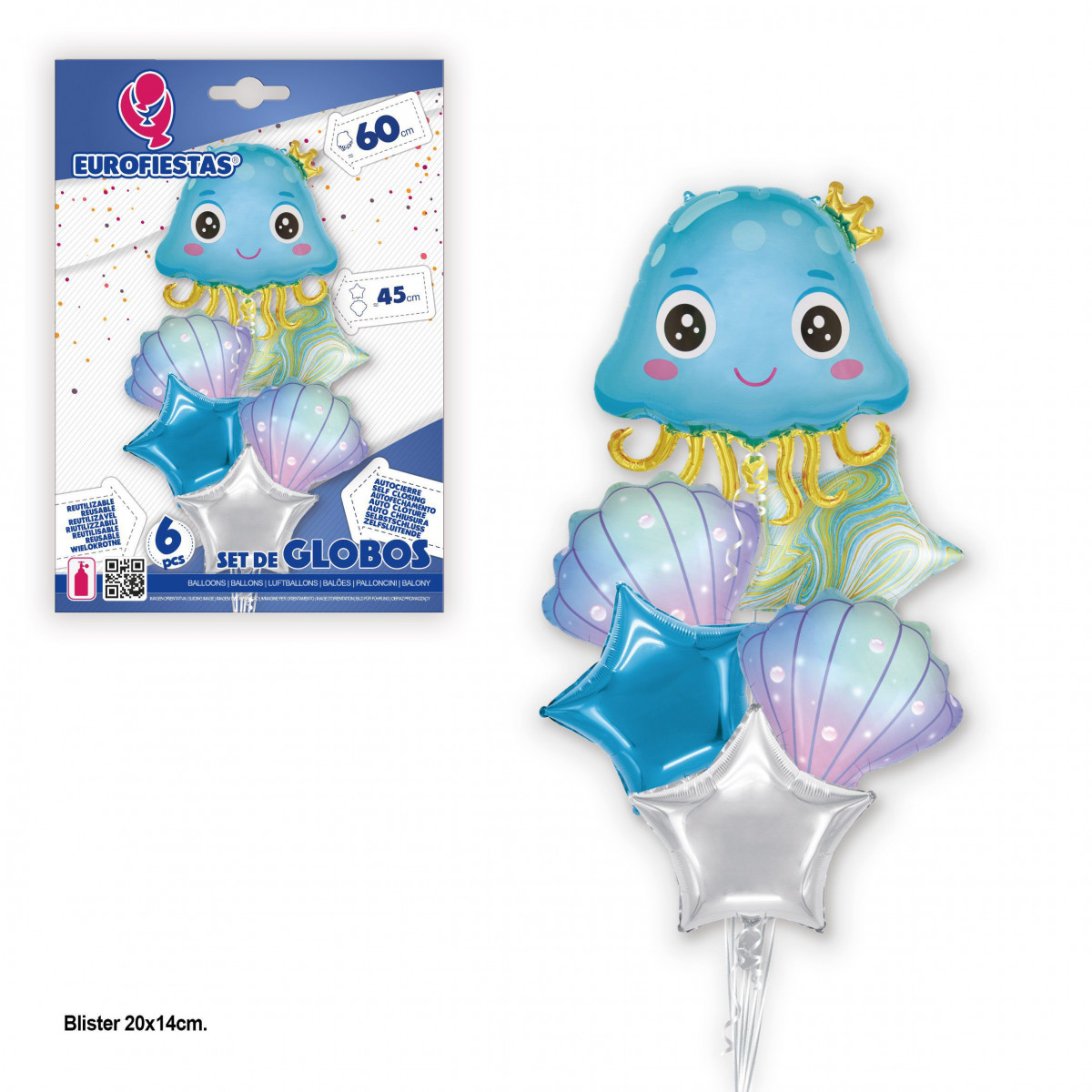 Set palloncini foil medusa blu