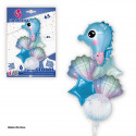 Set di palloncini in foil a forma di cavalluccio marino blu