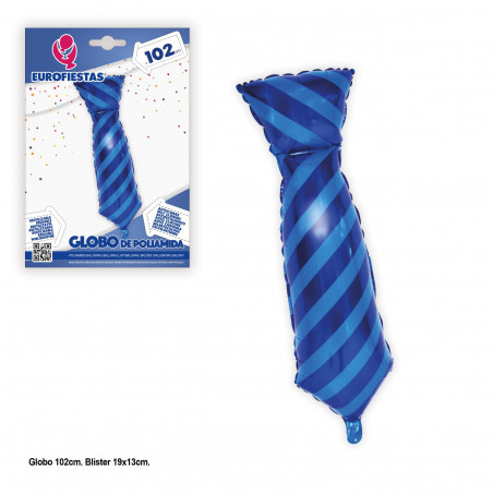 Cravatta palloncino foil righe blu 102cm