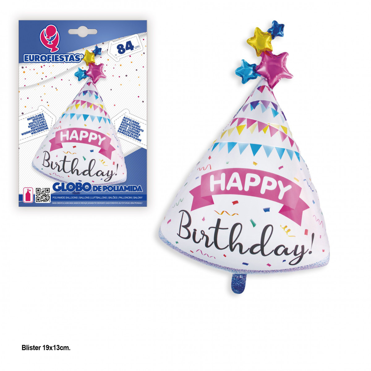 Globo foil cono buon compleanno 84x52cm