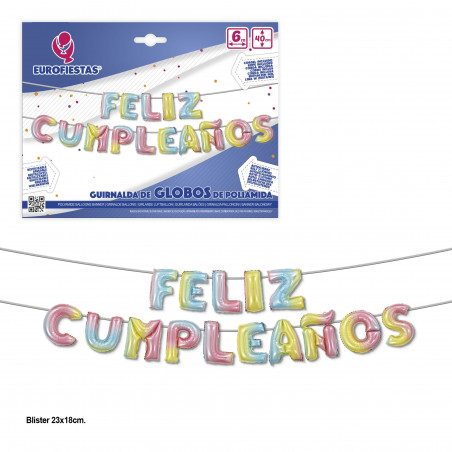 Set palloncini foil felice compleanno tonalità chiare