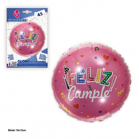 Palloncino foil 45cm tondo buon compleanno fucsia