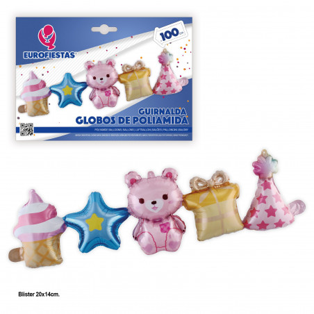 Globo foil ghirlanda stella e orsetto rosa