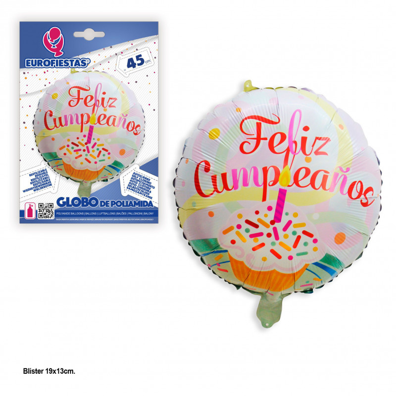 Globo a foil rotondo buon compleanno torta
