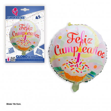 Globo a foil rotondo buon compleanno torta