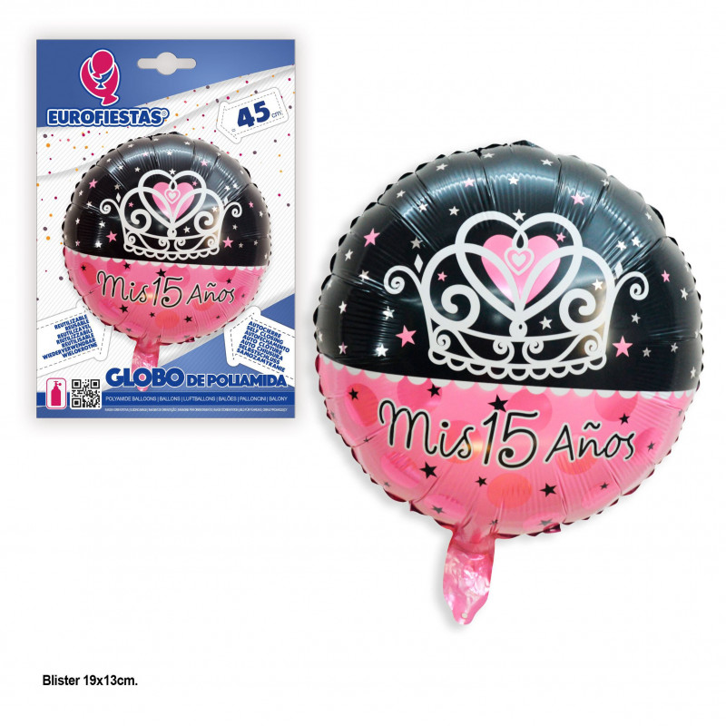 Palloncino rotondo in foil i miei 15 anni corona rosa