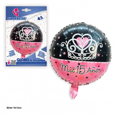 Palloncino rotondo in foil i miei 15 anni corona rosa