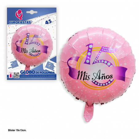 Palloncino rotondo in foil con fascia rosa per i miei 15 anni