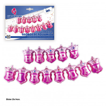 Palloncini di foil ghirlanda buon compleanno scudo rosa