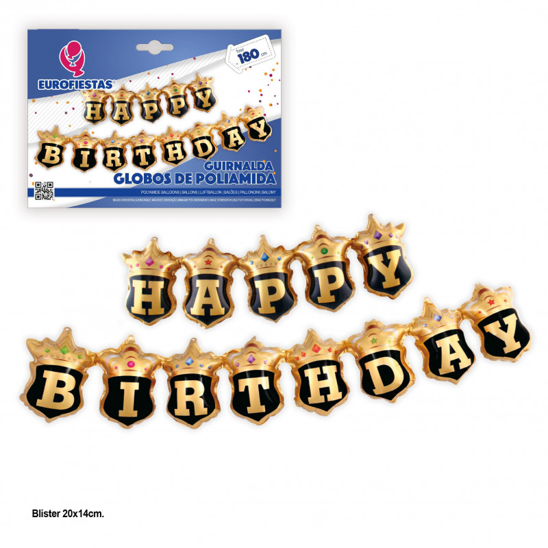 Globos foil ghirlanda buon compleanno scudo nero