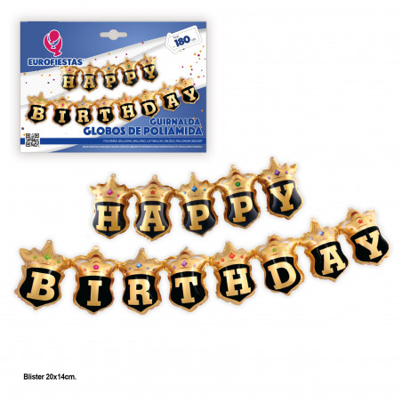Globos foil ghirlanda buon compleanno scudo nero