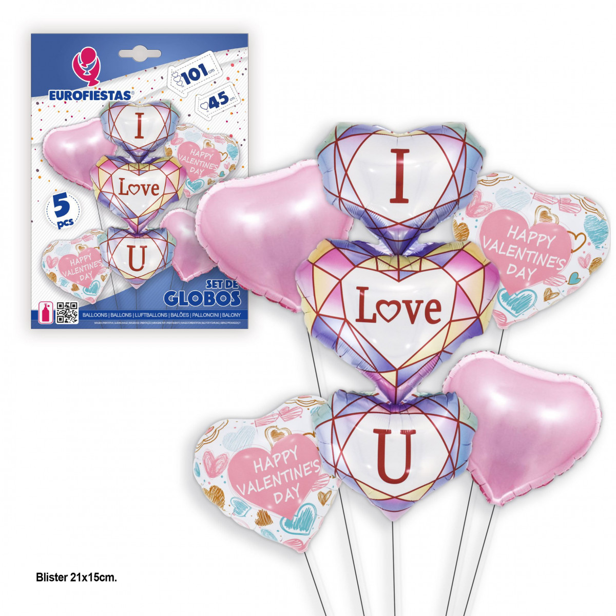 Set palloncini di foil a cuore "ti amo"