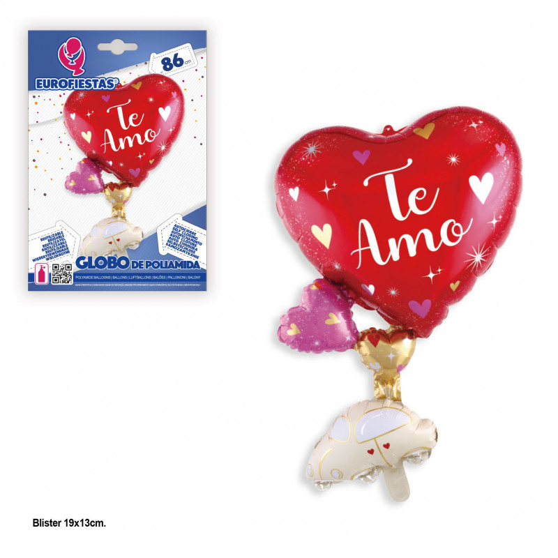 Ti amo palloncino in foil a forma di cuore con macchina
