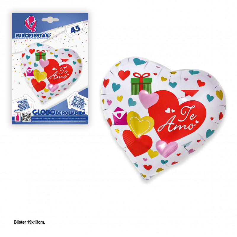 Pallone foil cuore ti amo bianco con cuori