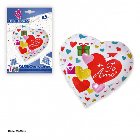 Pallone foil cuore ti amo bianco con cuori