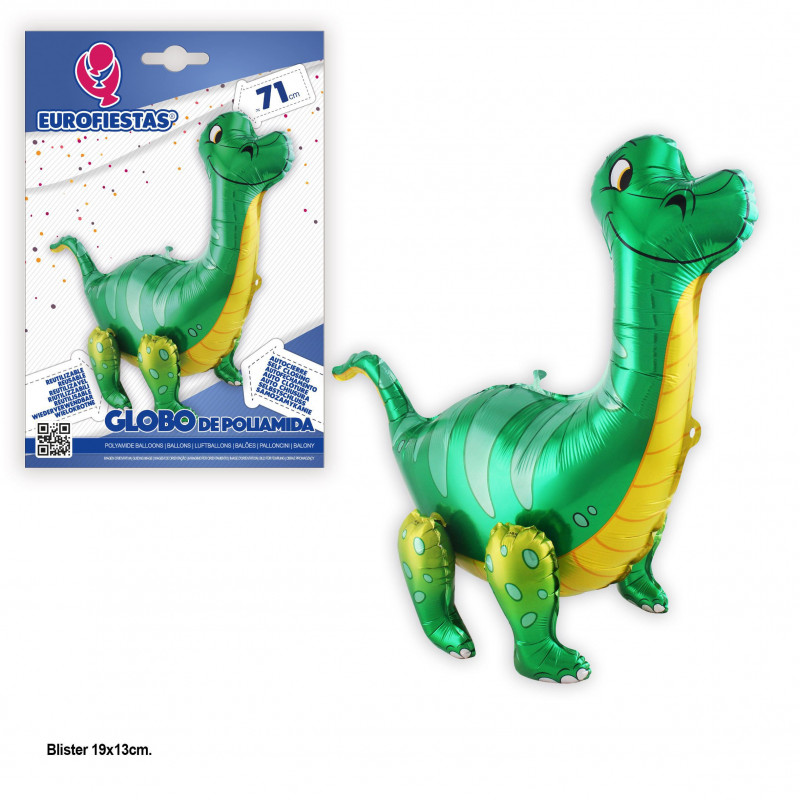Pallone foil da terra brontosauro verde 71cm