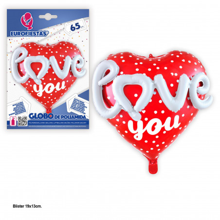 Palloncino foil 3D cuore rosso amore 65cm