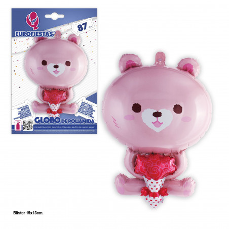 Globo foil da terra orsetto rosa 87cm