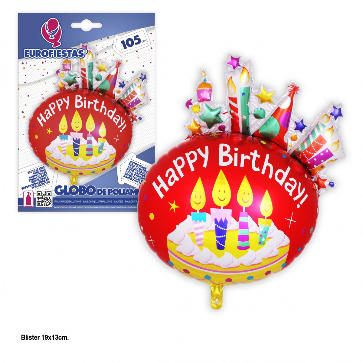 Palloncino foil rotondo happy birthday rosso 105cm