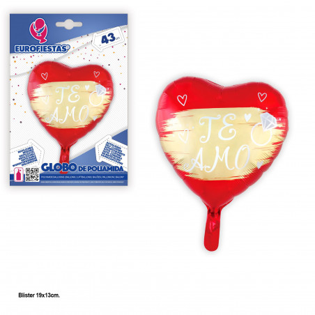 Palloncino foil cuore con anello rosso 43cm