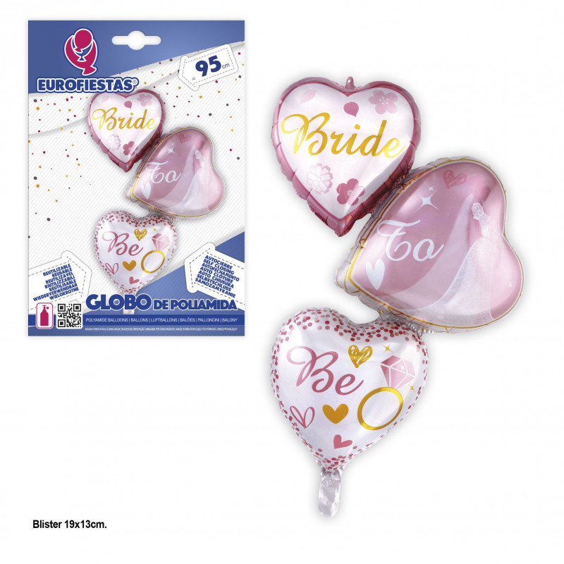 Globo in foil 3 cuori futura sposa 95cm