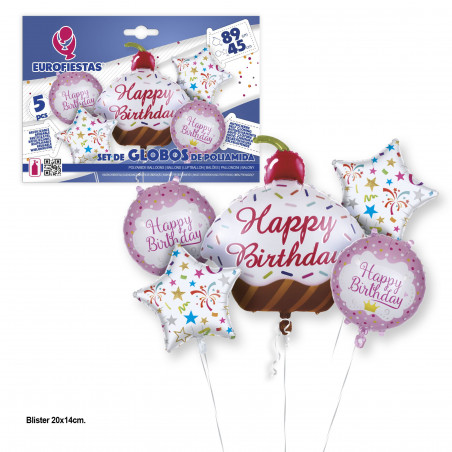 Set di palloncini foil color pastello per il buon compleanno