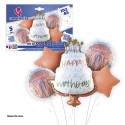 Set di palloni foil tarta bianca happy birthday 102cm