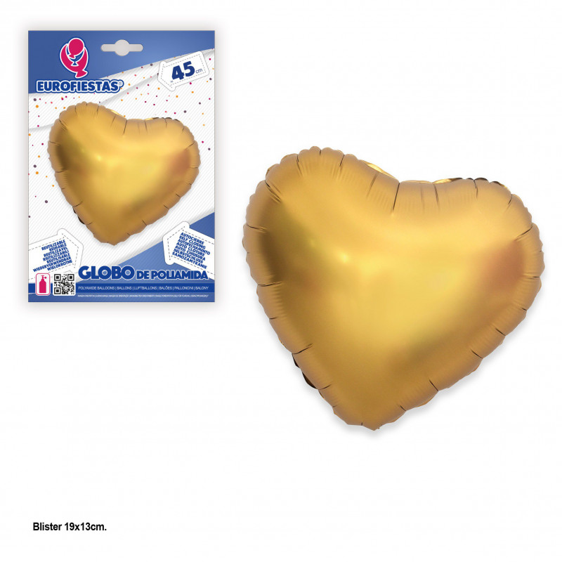 Globo foil cuore 45cm oro opaco