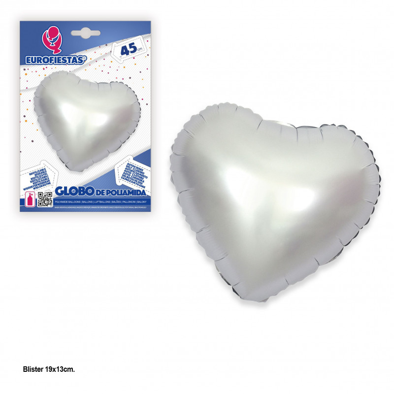 Globo foil cuore 45 cm argento opaco