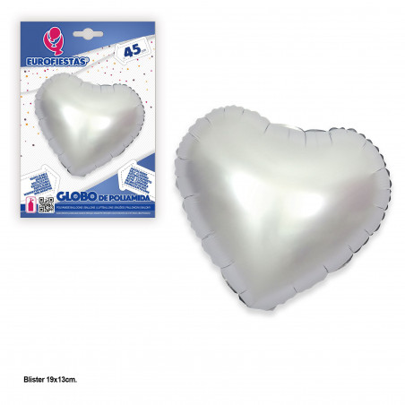 Globo foil cuore 45 cm argento opaco