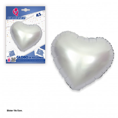 Palloncino foil cuore 45 cm argento opaco
