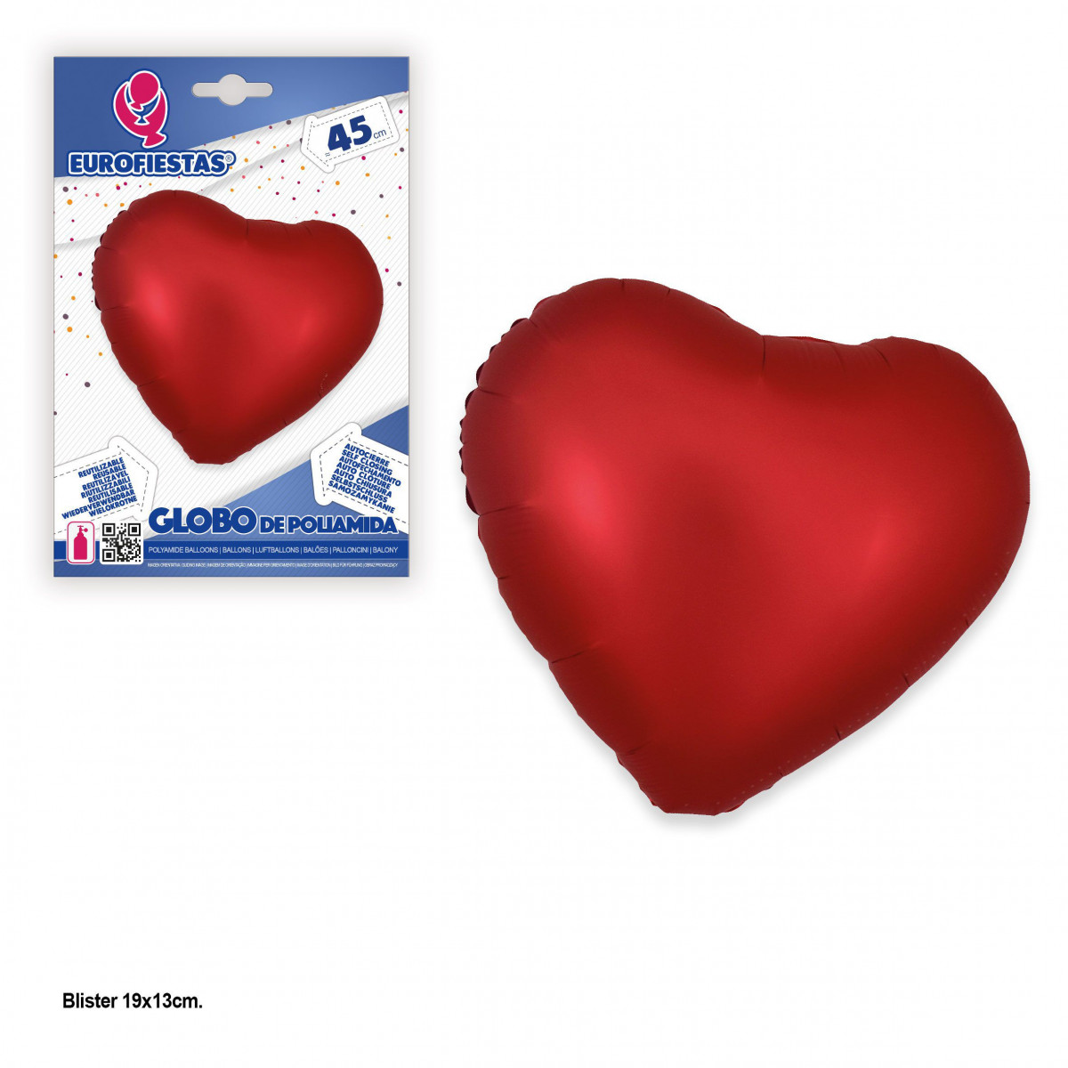 Globo foil cuore 45 cm rosso opaco
