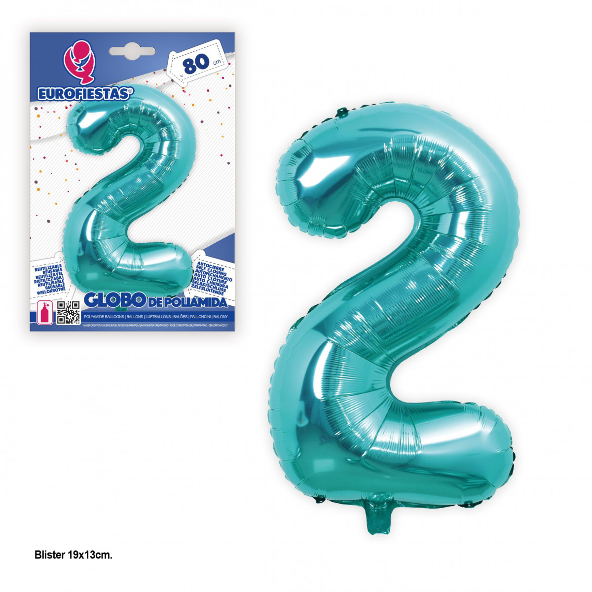 Globo foil 80 cm turchese 2