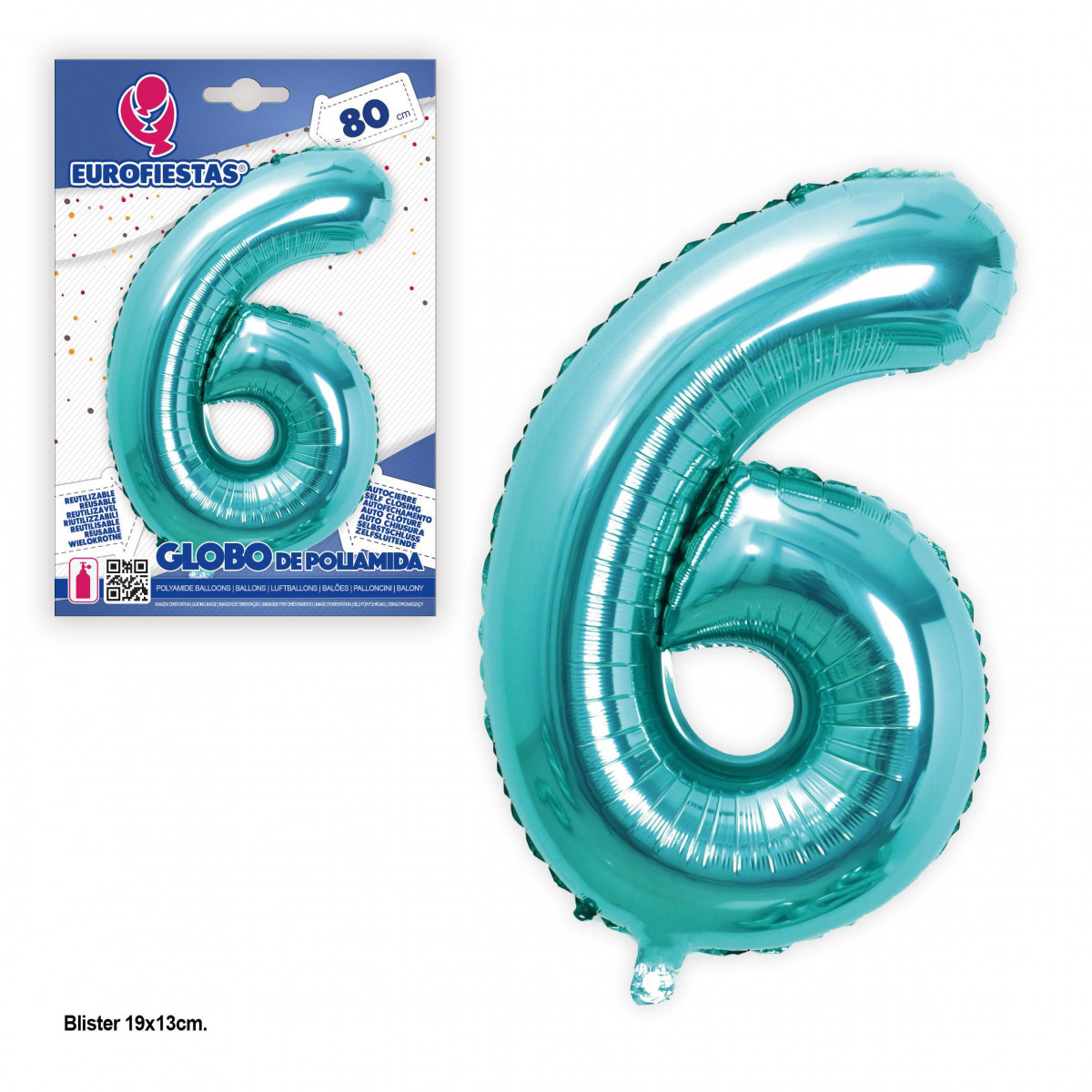 Globo foil 80 cm turchese 6