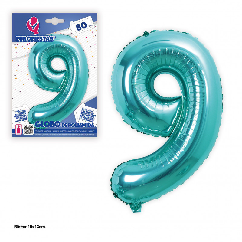 Globo foil 80 cm turchese 9