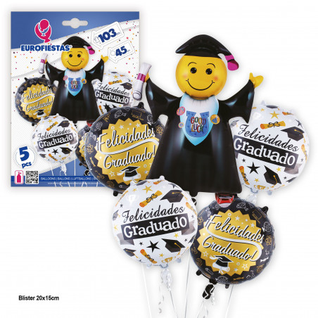 Set palloncini foil laurea smiley