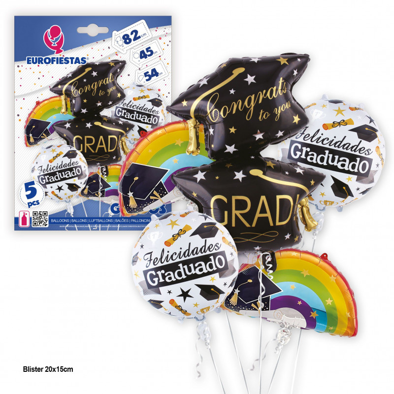 Set palloncini foil laurea arcobaleno