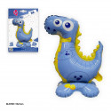 Globo foil con supporto dinosauro blu 59cm