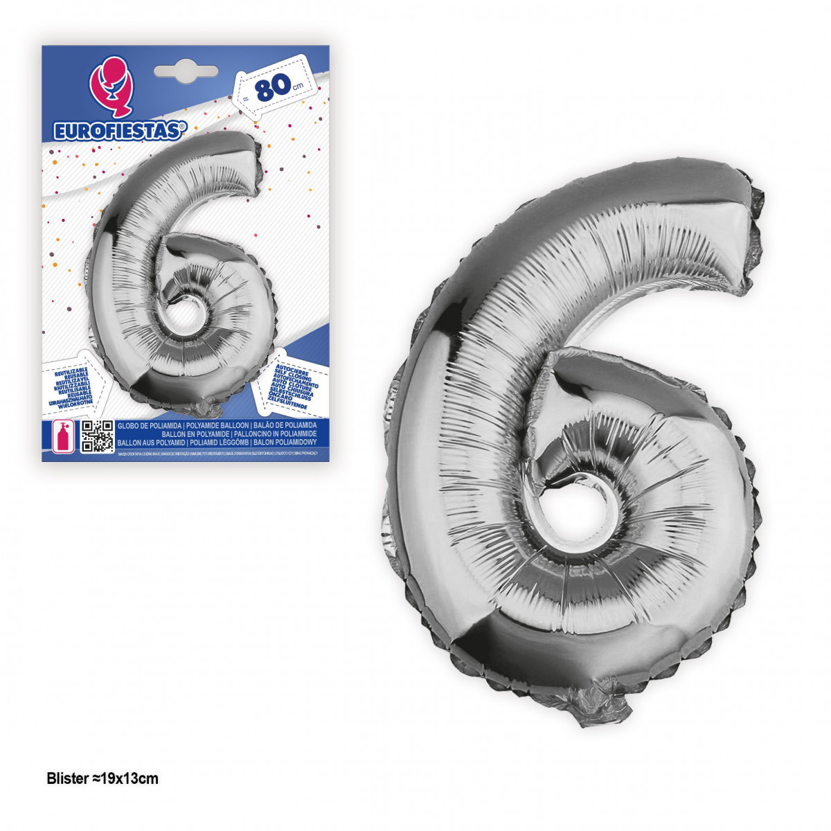 Globo foil 80 cm argento n. 6