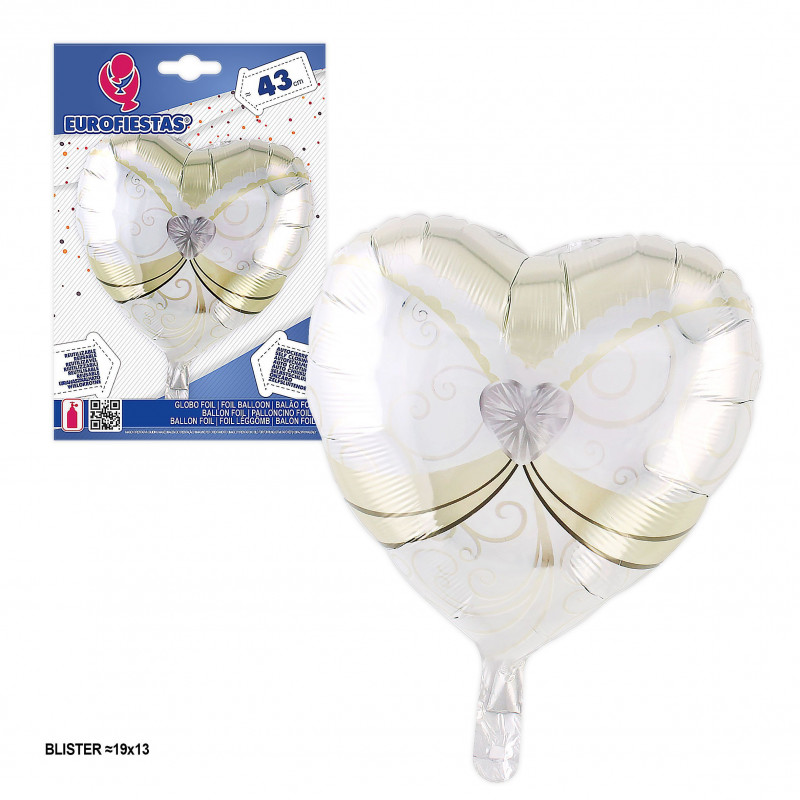 Globo cuore bianco torso sposa 43cm