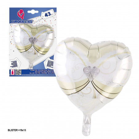 Globo cuore bianco torso sposa 43cm